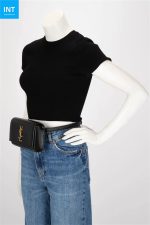 Saint Laurent Black Grain de Poudre Kate Belt Bag - Image 4