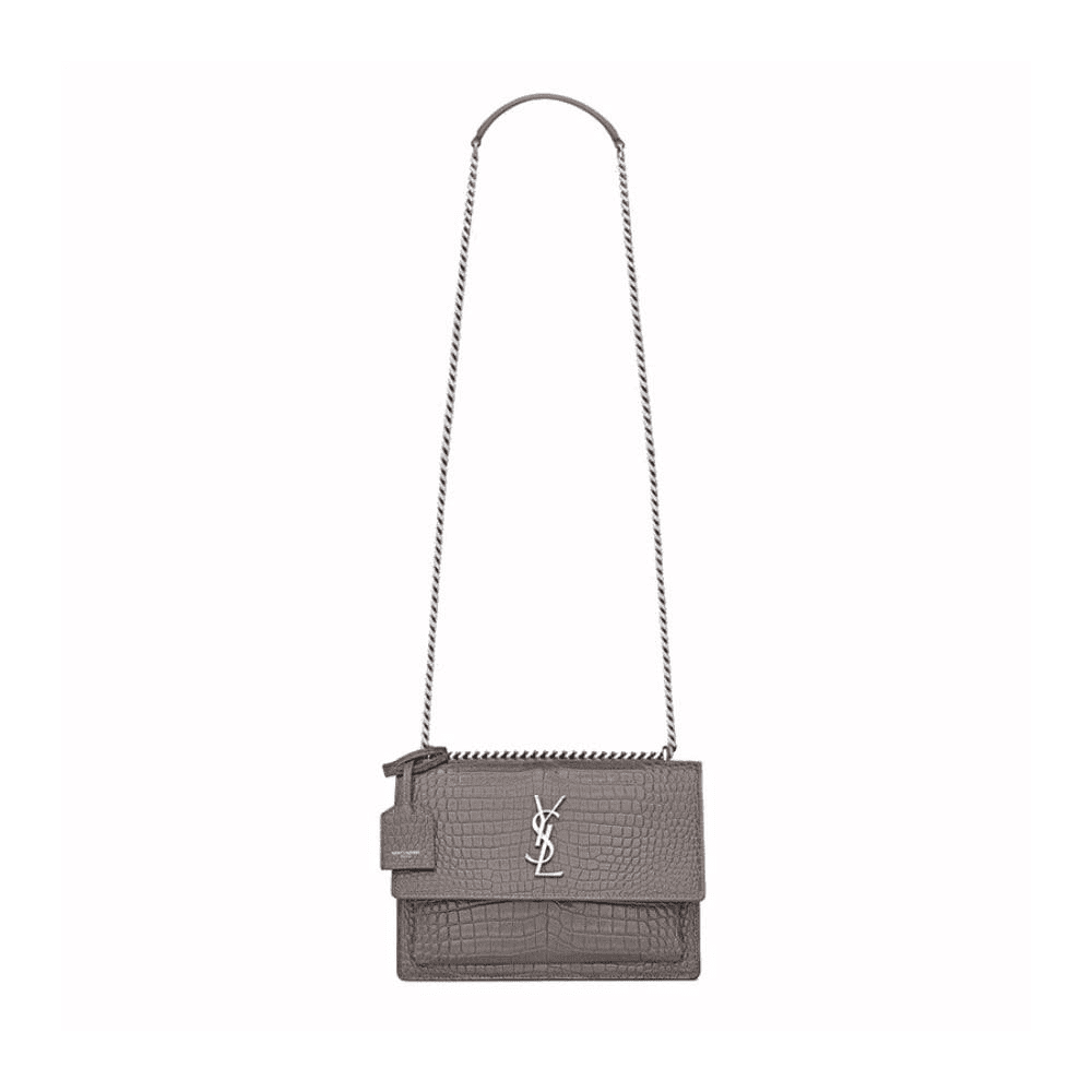 f8576bea32d816ec3ae66a5cbf3.png Saint Laurent Sunset Medium In Crocodile Embossed Shiny Leather - Image 1