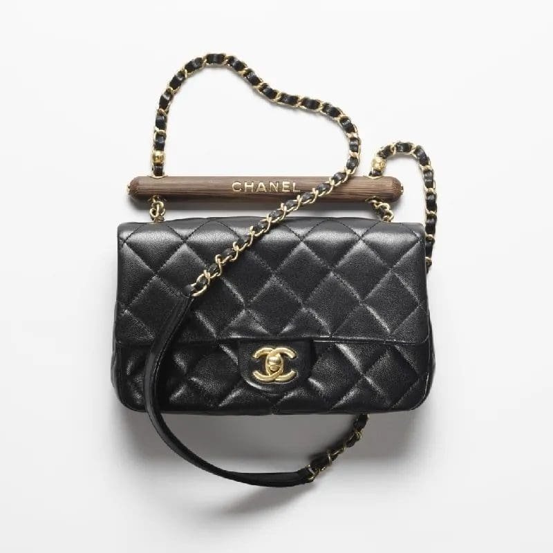 h3BqIqh5-Small-Flap-Bag-with-Top-Handle-Black-_yyt.jpg CHANEL SMALL FLAP BAG WITH TOP HANDLE - Image 1