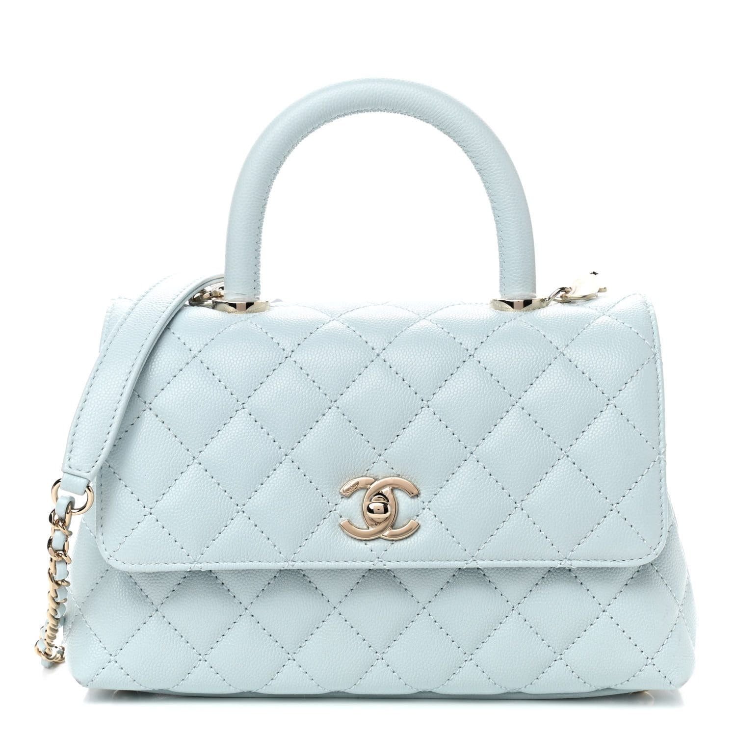 hoZXg548-QHGD08C8MUFM@XYZO.jpg CHANEL Caviar Quilted Small Coco Handle Flap Light Blue - Image 1