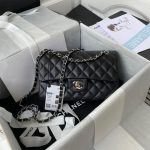 CHANEL SMALL CLASSIC HANDBAG Grained Calfskin & Silver Metal - Image 2