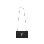 Saint Laurent Large Kate Chain Bag In Black Textured Leather