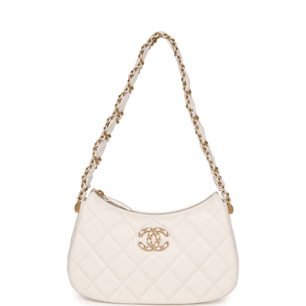 p1kTNTpy-EHXCODGCB7JQ999KU4.png Chanel AS4422 23K Hobo Bag Lambskin Gold Metal White - Image 1
