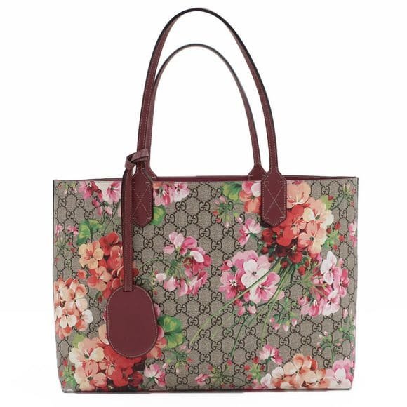qqkZ5JOU-B9766Q@X0KA6036B.jpg Gucci Tote Bag Floral Pattern GG Blooms Reversible Beige Pink - Image 1