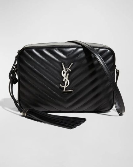 Saint Laurent Lou Medium YSL Monogram Calfskin Camera Crossbody Bag – Aged Silver Hardware