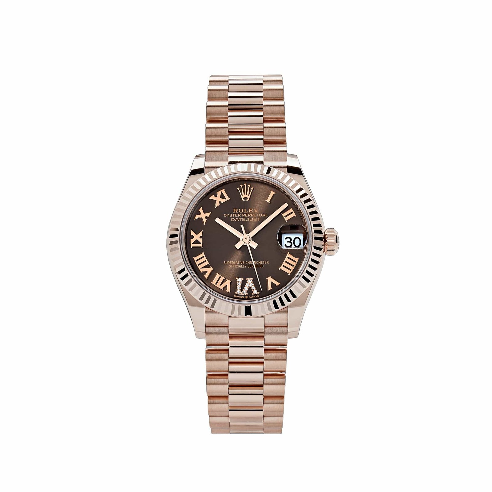 rolex-datejust-278275-rose-gold-diamond-chocolate-dial-president-2024-rolex-43627812651252.jpg Rolex Datejust 31 278275 ‘Ladies’ Rose Gold Diamond Chocolate Dial President (2024) - Image 1