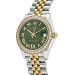 Rolex Datejust 31 278383RBR ‘Ladies’ Yellow Gold Stainless Steel Green Roman Dial Diamond Bezel - Image 3