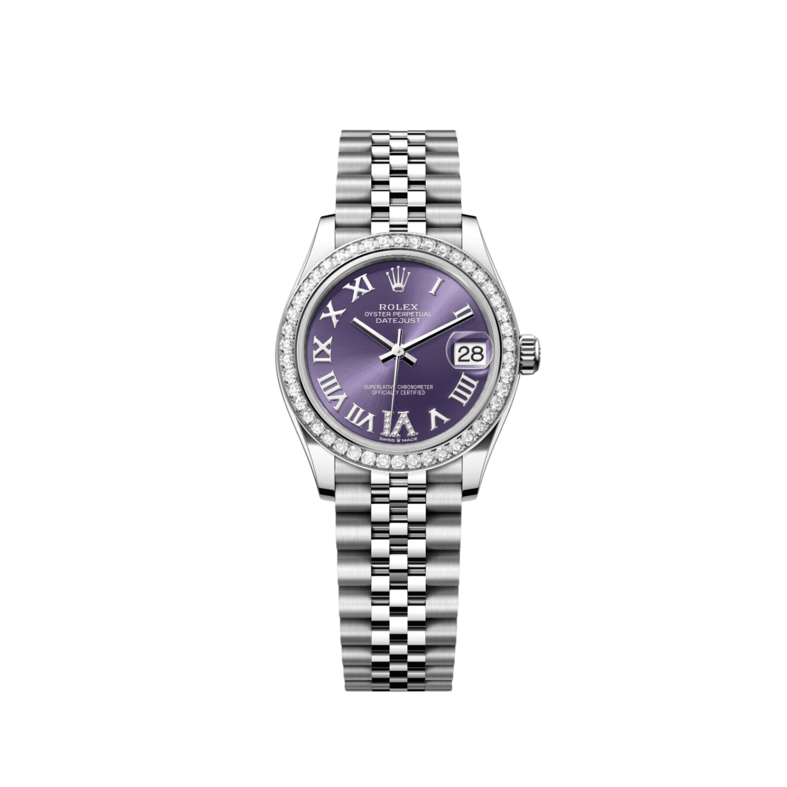 rolex-datejust-278384rbr-stainless-steel-diamond-bezel-violet-roman-dial-jubilee-rolex-43651564798196.png Rolex Datejust 31 278384RBR ‘Ladies’ Stainless Steel Diamond Bezel Violet Roman Dial Jubilee - Image 1