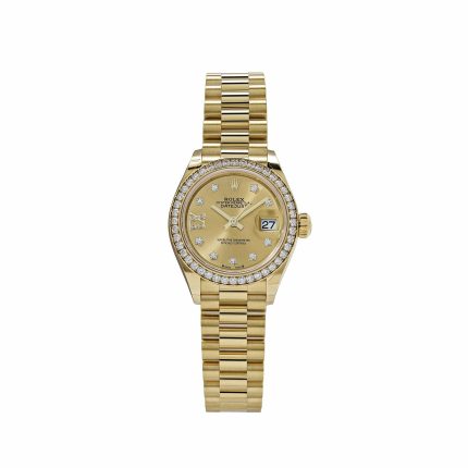 Rolex Datejust 28 279138RBR ‘Ladies’ Yellow Gold Champagne Diamond Dial President