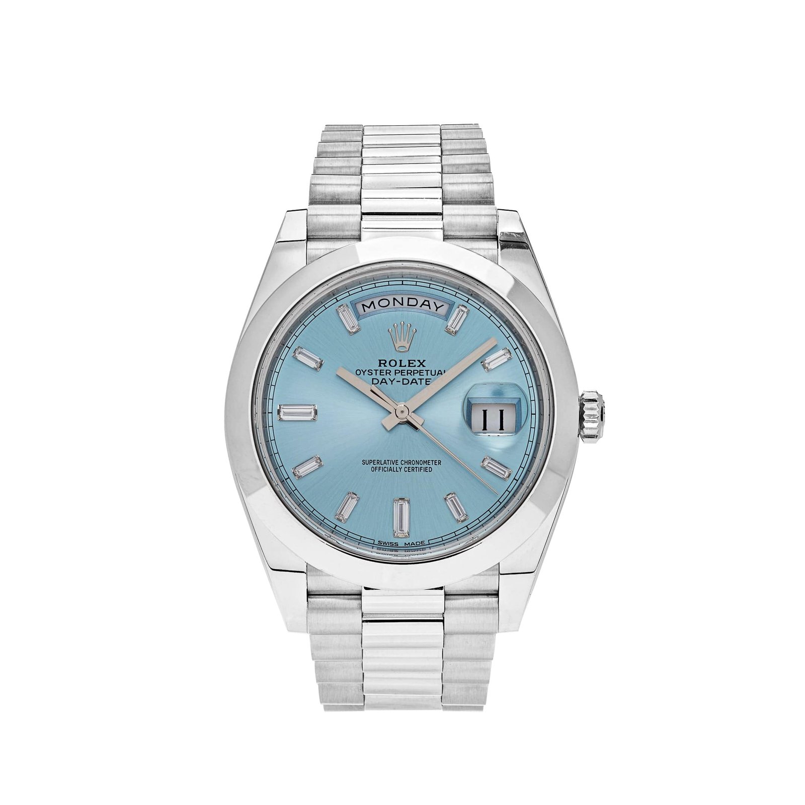 rolex-day-date-platinum-40mm-ice-blue-baguette-dial-228206-rolex-40266261758196.jpg Rolex Day-Date 40 228206 Platinum Ice Blue Diamond Dial (2018) - Image 1