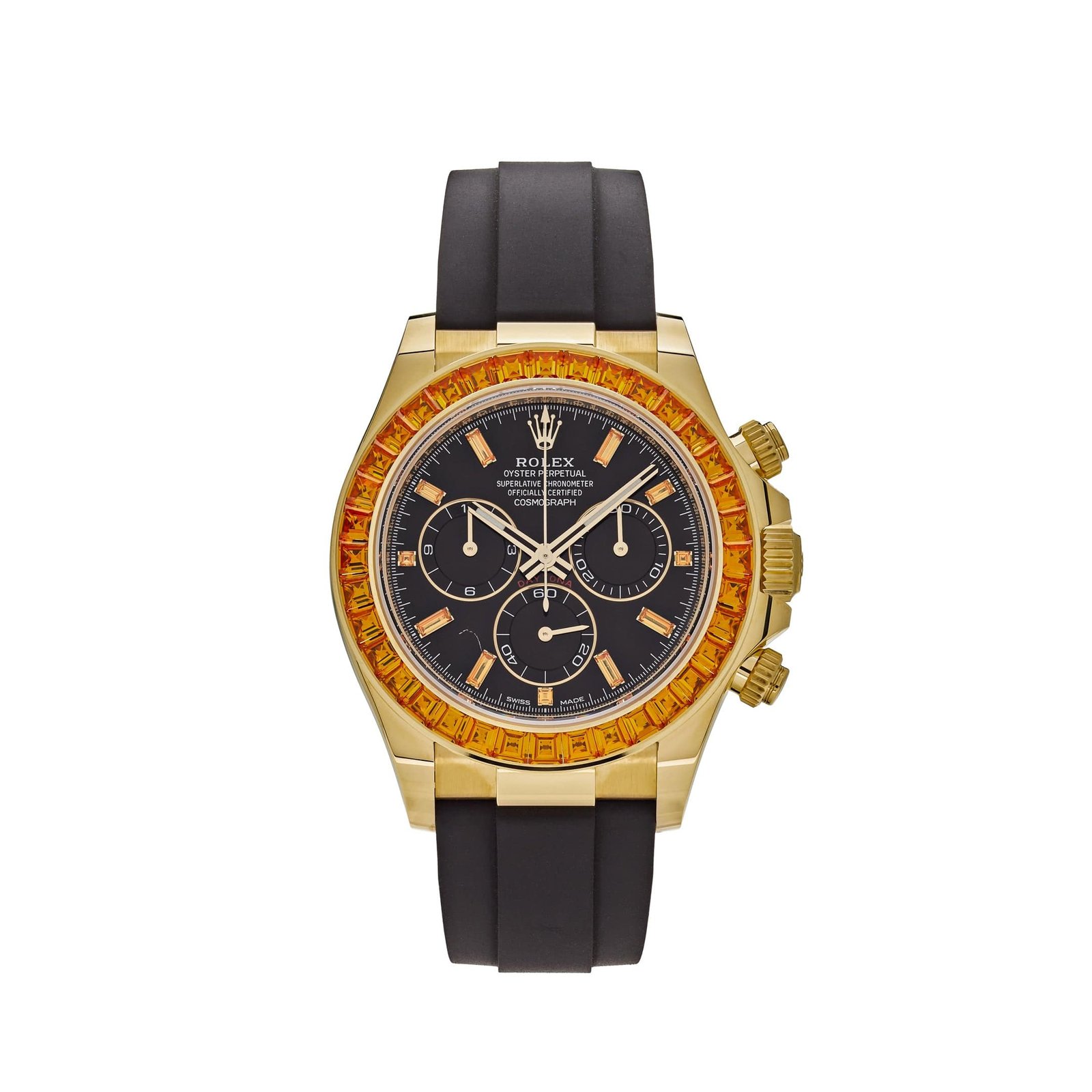 rolex-daytona-yellow-gold-orange-sapphire-bezel-black-diamond-dial-116588saco-rolex-40268937134324.jpg Rolex Daytona 116588SACO Yellow Gold Orange Sapphire Bezel Black Diamond Dial - Image 1