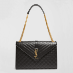 Saint Laurent Envelope Triquilt Large YSL Shoulder Bag in Grained Leather