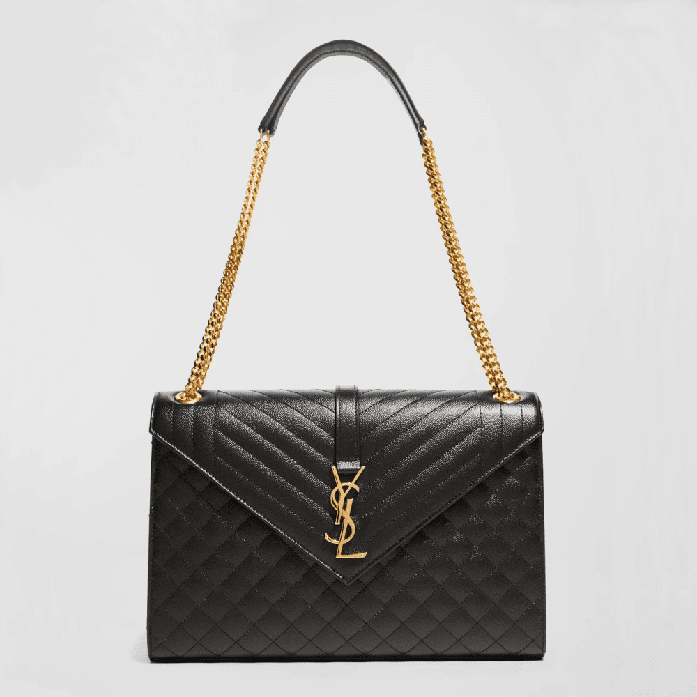 sFWnwKBl-3-1.png Saint Laurent Envelope Triquilt Large YSL Shoulder Bag in Grained Leather - Image 1