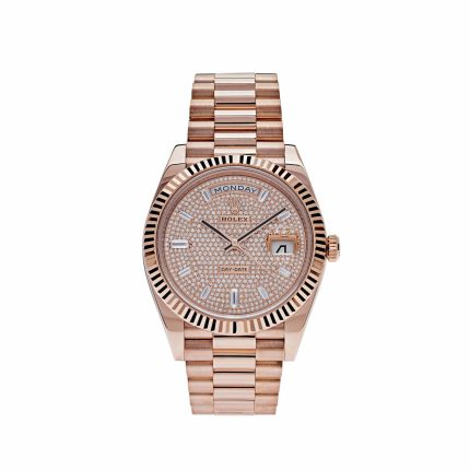 Rolex Day-Date 40 228235 Rose Gold Baguette Diamond Paved Dial