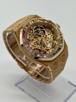 Audemars Piguet Royal Oak 15468OR.YG.1259OR.01 Openworked Frosted Rose Gold Rainbow Bezel - Image 5