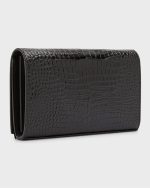 Saint Laurent Cassandra YSL Wallet on Chain in Croc Embossed Leather - Image 4