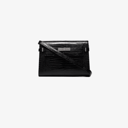 Saint Laurent Black Manhattan croc-effect shoulder bag