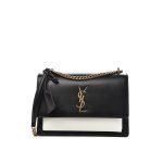 Saint Laurent  Calfskin Bi-Color Medium Monogram Sunset Black Pearl White