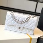 CHANEL Classic Flap Handbag SILVER METAL - Image 3