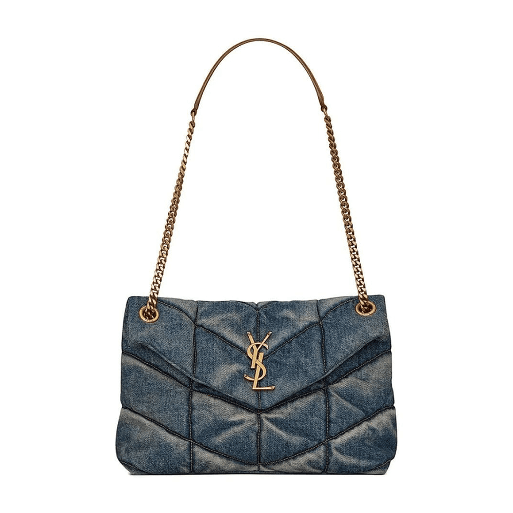 yslz.png Saint Laurent Denim LouLou Puffer Bag - Image 1