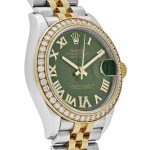 Rolex Datejust 31 278383RBR ‘Ladies’ Yellow Gold Stainless Steel Green Roman Dial Diamond Bezel - Image 6